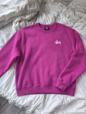 Stüssy Fuchsia Pink Crewneck Sweatshirt